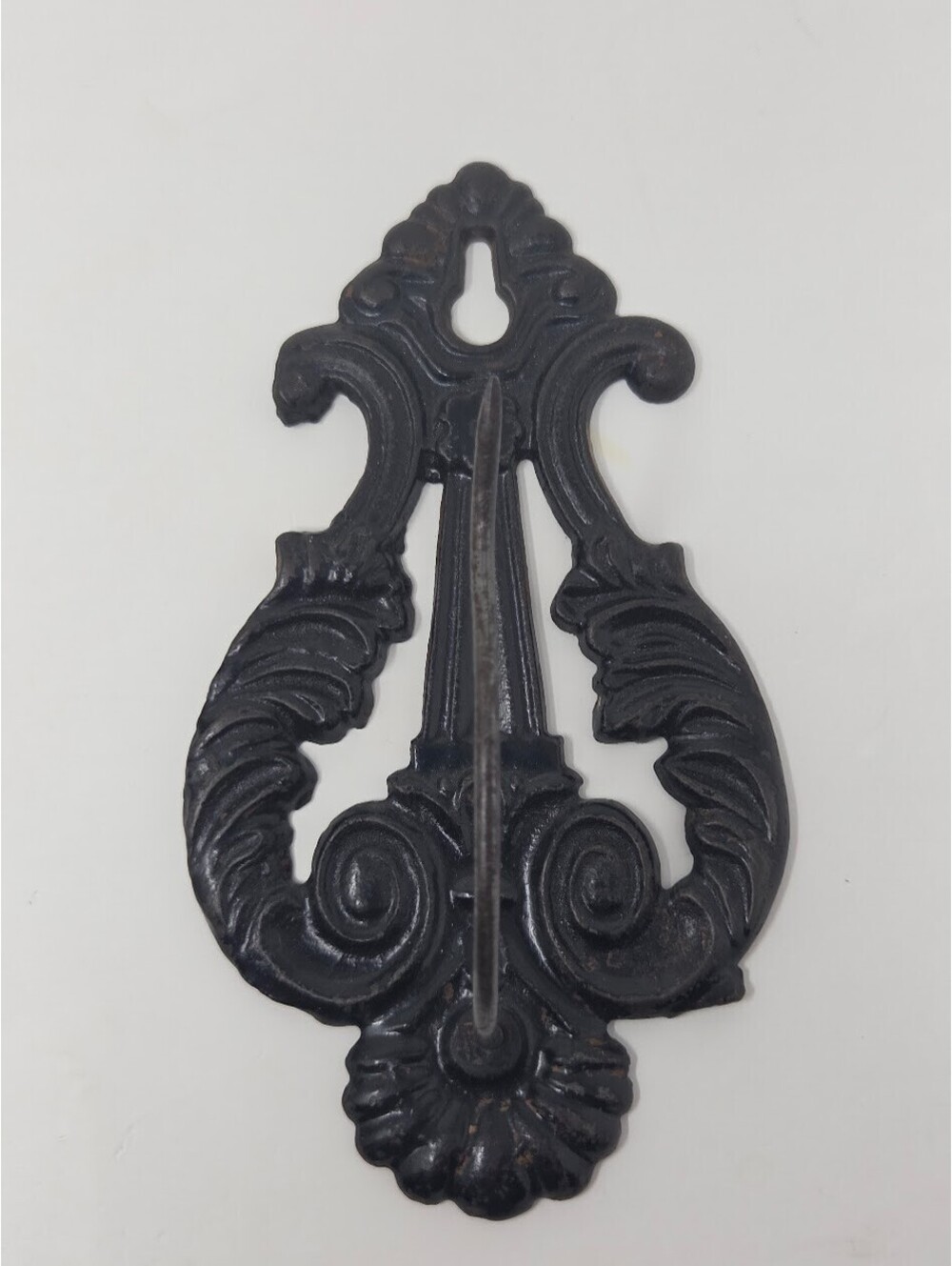Vintage Cast Iron Wall Hook Ornate Scroll Design Black Finish Decor